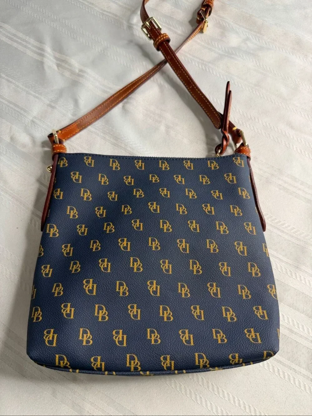Dooney & Bourke Gretta Navy Blue Letter Carrier Crossbody Purse Handbag